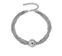 Clataly Chunky Sfera Pendente Collana Esagerata Multi-strato Dichiarazione Collana Bracciali Catene Spesse Gioielli per le Donne Ragazze (Collana d'argento A)