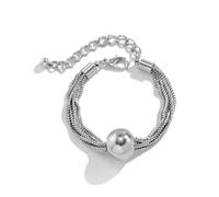 Clataly Chunky Sfera Pendente Collana Esagerata Multi-strato Dichiarazione Collana Bracciali Catene Spesse Gioielli per le Donne Ragazze (Bracciale in argento)