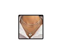 Clataly Collana a Tre Strati in Argento con Pendente a Cuore, Catena a Maglie e Perline, Gioielli da Donna