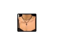 Clataly Collana girocollo da donna in stile gotico nero con croce multistrato scura, One size, Metallo