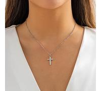 Clataly Croce Collana per le Donne Semplice Piccola Croce Pendente Collane Gioielli Regali per le Donne Ragazza (Argento)