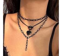 Clataly Gothic Black Star Collana Dark Multilayer Cross Choker Collana Gioielli per le donne e le ragazze (Collana C)