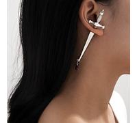Clataly Gotico Orecchini Lunghi Spada Rosso Orecchini di Goccia Di Acqua Croce Dagger Vite Back Orecchino Clip Della Gioventù Orecchini (Singoli Orecchini) (Argento)