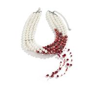 Clataly Halloween Blood Drop Collana Handmade Imitazione Perle Nappa Choker Collana Vampire Party Costume Accessori