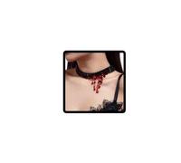 Clataly Halloween Blooddrop nappa nero perla cristallo collana amore moda multi strato regolabile clavicolare catena per le donne