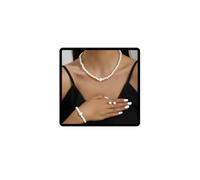 Clataly Pearl Collana Bracciale Orecchini Set Collana di Cristallo Gioielli Da Sposa Accessori per Le Donne Ragazze (Collana B), Taglia unica