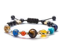 Clataly Sistema Solare Braccialetto Universo Galaxy Otto Pianeti Guardiano Stelle Braccialetti Agata Beaded Braccialetto Gioielli Regali per le Donne e gli Uomini (Bracciale in tessuto)