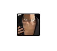 Clataly Star Pendant Collanes Multilayer Piatto Snake Bone Chain Delle Donne Paillettes Pendant Collana (Argento A)