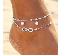 Clataly Sun Moon Braccialetti Della Caviglia Multistrato Ananas Amore Tartaruga Perline Della Caviglia Accessori Estivi Beach Foot Gioielli per Le Donne Ragazze (Lettera 8 Cavigliera)