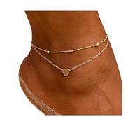Clataly Sun Moon Braccialetti Della Caviglia Multistrato Ananas Amore Tartaruga Perline Della Caviglia Accessori Estivi Beach Foot Gioielli per Le Donne Ragazze (Gold Love Anklet)