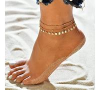 Clataly Sun Moon Braccialetti Della Caviglia Multistrato Ananas Amore Tartaruga Perline Della Caviglia Accessori Estivi Beach Foot Gioielli per Le Donne Ragazze (Cavigliera di paillettes)