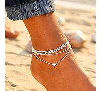 Clataly Sun Moon Braccialetti Della Caviglia Multistrato Ananas Amore Tartaruga Perline Della Caviglia Accessori Estivi Beach Foot Gioielli per Le Donne Ragazze (Love A Anklet)