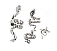 Clataly Vintage Snake Open Rings Crystal Cross Index Finger Ring Pintail Anello Gioielli Regali per le donne (Argento)