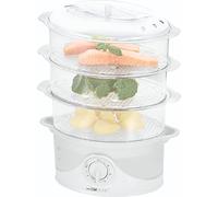 Clatronic DG 3665 Vaporiera con 3 Contenitori per cottura a vapore, Timer, Indicatore del livello dell' acqua, 800 W, Bianco