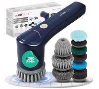 Clatronic, ERB3815A Spazzola elettrica per pulizia senza fili - Potente, 300 giri/min, 90 minuti di autonomia, Compatta, 8 accessori inclusi, Ideale per piastrelle, griglie, automobili, Blu