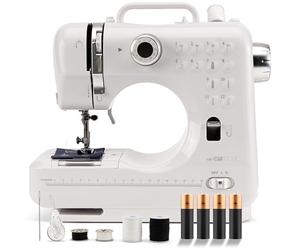 Clatronic Macchina da cucire per principianti con 12 punti | Sewing Machine con funzione di cucitura avanti e indietro e 2 livelli di velocità, con funzionamento a batteria o a rete e luce LED