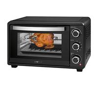 Clatronic MBG 3727 - Forno multiplo da 25 litri, con ricircolo dell'aria e calore superiore e inferiore, funzione spiedo girevole, timer da 60 minuti con segnale finale, colore: Nero