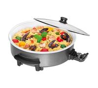 Clatronic Padella Party | Padella Multifunzionale | Per cucinare, arrostire e altro | Diametro: 42 cm, Profondità: 9 cm | Bratiera con rivestimento in ceramica e coperchio | con termostato | PP 3570 C