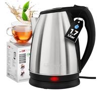 Clatronic WKS 3830 - Bollitore in acciaio inox, 1,7 litri, senza BPA, 2200 W, con avvolgicavo e alloggiamento in acciaio inox