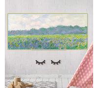 Claude Monet《Campo di iris gialli a Giverny》Dipinto ad olio su tela Famoso quadro d'arte Immagine Decorazione domestica Stampa su tela 70x140cm Senza cornice