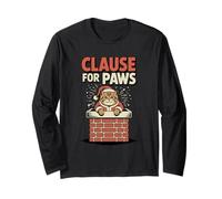 Clausola per Paws Cat Santa Chimney Christmas Humor Maglia a Manica