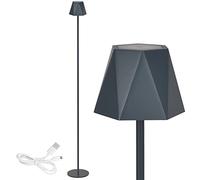 Clauss Lampada da terra a LED con batteria ricaricabile via USB, senza fili, con dimmer, in metallo per interni ed esterni, IP54, grigio, 10015