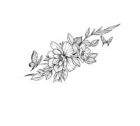 Clavicle Girls anti-sfregamento non cade, adesivi per tatuaggi a base di erbe con fiori vegani a farfalla antiriflesso, cicatrici realistiche da coprire
