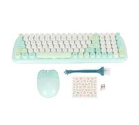 Clavier sans fil souris coloré pleine taille clavier de machine à écrire souris optique mignonne pour Window PC ordinateur portable ordinateur de bureau (Verte)