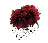 Claw Clips Barrette Floreali con Tasselli e Perline in Chiffon