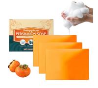 Clawrex Presimmon Soap, 3 pezzi di sapone naturale al cachi, per donne e uomini, rimozione dell'odore del corpo, pulizia profonda, idratante, sbiancante, sapone da bagno per viso e corpo (300 g)