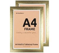 Clay Roberts A4 Photo Frame, Gold, Pack of 2, Picture Frame, Certificate, Art Print Poster, 21cm x 29.7cm, Gold Frames, A4 Photo Collage Gallery Display