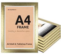 Clay Roberts A4 Photo Frame, Gold, Pack of 6, Picture Frame, Certificate, Art Print Poster, 21cm x 29.7cm, Gold Frames, A4 Photo Collage Gallery Display