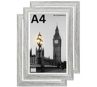 Clay Roberts A4 Photo Frame, Light Grey, Pack of 3, Picture Frame, Certificate, Art Print Poster, 21cm x 29.7cm, Grey Frames, A4 Photo Collage Gallery Display