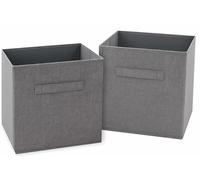Clay Roberts Set di 2 scatole portaoggetti pieghevoli, 25 x 25 x 25 cm, in tessuto, colore grigio, scatole portaoggetti, cubi