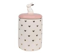 Clayre & Eef Barattolo portaoggetti in Ceramica con Coniglio Pasquale e Cuori, Shabby Chic D13xH30 cm
