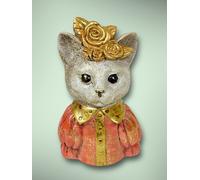Clayre & Eef Gatto Statua Decorativa Vari Modelli Fiore Uccello Topo 23Cm