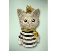 Clayre & Eef Gatto Statua Decorativa Vari Modelli Fiore Uccello Topo 23Cm