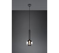 CLAYTON SOSPENSIONE METALLO NERO VETRO FUME' CROMATO D. 20CM 1 LUCE ATTACCO E27