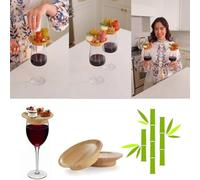ClAZTyict 2 Pezzi Coperture per Bicchieri Vino Coperchi in Legno per Bicchieri Bere per Lontani Gli Insetti I Topper in Legno per Bicchieri Acqua Mantengono Detriti e Polvere