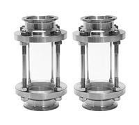 ClAZTyict 2X In-Line Vetro di Vista con Morsetto End, di Flusso Sanitario Diritto Vetro di Vista SUS316 2 Pollici Tri con Morsetti (Pipe Flow OD 51MM)