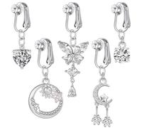 ClcIosis 5 piercing finto per ombelico, argentato, finto ombelico, adatto per gite quotidiane, appuntamenti e attività in spiaggia, Taglia unica, Sintesi, Nessuna pietra preziosa