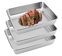 ClcIosis Set di 3 ciotole in acciaio inox - 25 cm x 20 cm x 5 cm Panierstrasse in acciaio inox - contenitore ideale per insalata, carne marinatura conservazione degli ingredienti