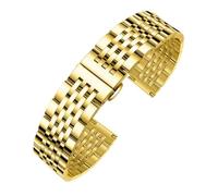 CLCLGOKKOH Men's steel watch strap with stainless double-press folding clasp and flat arc interface(C,16mm)