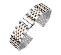 CLCLGOKKOH Men's steel watch strap with stainless double-press folding clasp and flat arc interface(D,22mm)