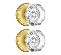 CLCTK Confezione da 2 pomelli per porte dorati, non gira in vetro cristallo per porte e armadi, bifold, finitura in ottone satinato