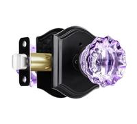 CLCTK Pomelli per porte in vetro viola con serratura, colore nero opaco, in cristallo, per camera da letto e bagno, confezione da 1