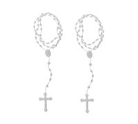 Cldaisy 2 rosario in plastica bianca con perline luminose, per preghiera cattolicesimo, gioielli religiosi, collana con croce da donna, collana a catena per uomo, collana a catena da donna, gioielli