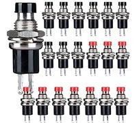 CLDIY 1 A 250 V AC SPST, interruttore momentaneo chiuso normale (NC) a 2 poli, mini microgrill, tappo rosso e nero, 20 pezzi