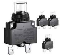 CLDIY Interruttore da 9 A con protezione termica da sovraccarico 88 Series Manual Push Button Reset con morsetti a collegamento rapido e cappuccio impermeabile 32 VDC o 125 / 250 VAC 4 pezzi