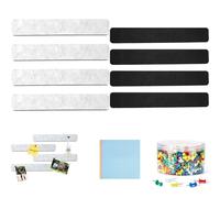 CLDURHGE Bacheca Feltro da Parete 8 Pezzi autoadesiva 29x5 cm Grigia con 80 puntine e 100 foglietti Adesivi per casa Ufficio Scuola organizzazione e Decorazione